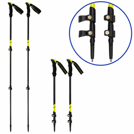 Set bete trekking reglabile 62-135 cm, aluminiu, cu accesorii si husa, negru si verde [2]