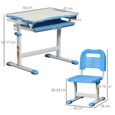 Set Birou scolar cu Scaun - inaltime Reglabila & Sertar [2]