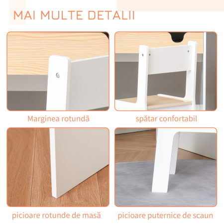  Set Birou si Scaun pentru Copii 6-10 Ani cu Raft si Sertar [6]