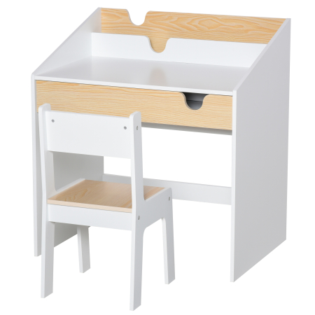 Dormitor & birou -  Set Birou si Scaun pentru Copii 6-10 Ani cu Raft si Sertar