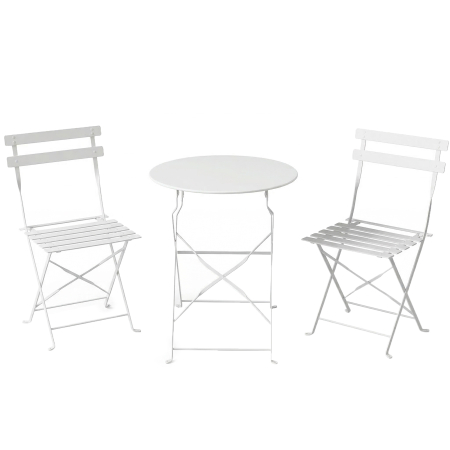 Gradina & balcon -  Set Bistro Pliabil pentru Exterior cu Masa si 2 Scaune, Alb