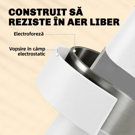  Set Bistro Pliabil pentru Exterior cu Masa si 2 Scaune, Alb [6]