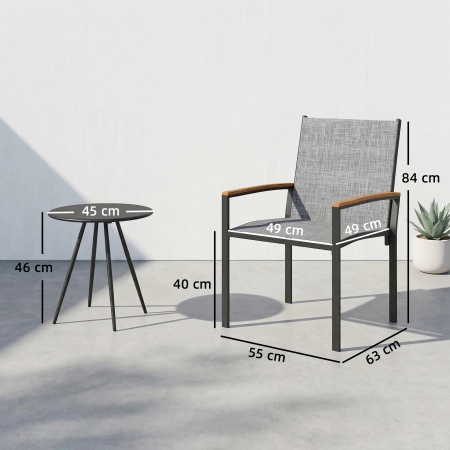  Set bistrou 3 piese: Scaune din plasa si masa, Gri mixt. [2]