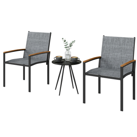  Set bistrou 3 piese: Scaune din plasa si masa, Gri mixt. [5]