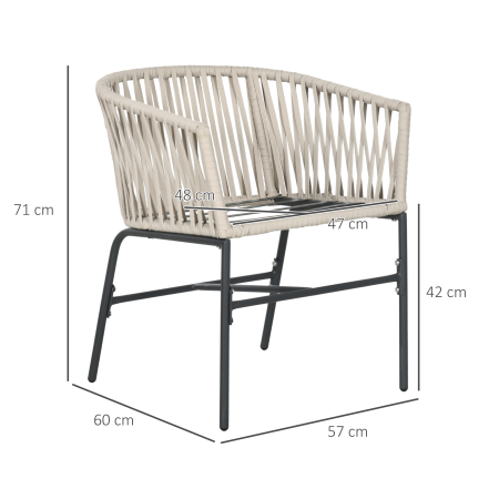  Set boem de 2 scaune pentru terasa din franghie impletit [2]