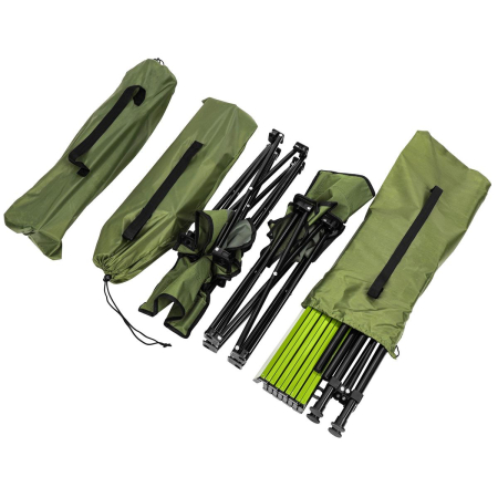 Set camping 5 in 1 cu masa si 4 scaune pliabile, structura otel si blat aluminiu, 53x52x50 cm, verde [2]