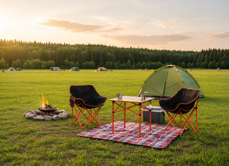 Set camping pliabil masa si 2 scaune, cadru otel, material Oxford 600D, 55x47x66 cm, negru [7]