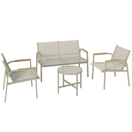 Seturi mobilier -  Set Canapea de Exterior cu 2 Fotolii, Verde