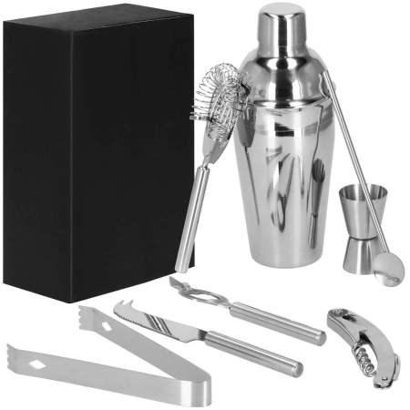 Set Cocktail Shaker Kit pentru barmani 550ml, KI22, suport bambus, 9 piese [26]