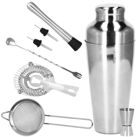 Decoratiuni si articole casa - Set Cocktail Shaker Kit pentru barmani 550ml, KI23, 8 piese