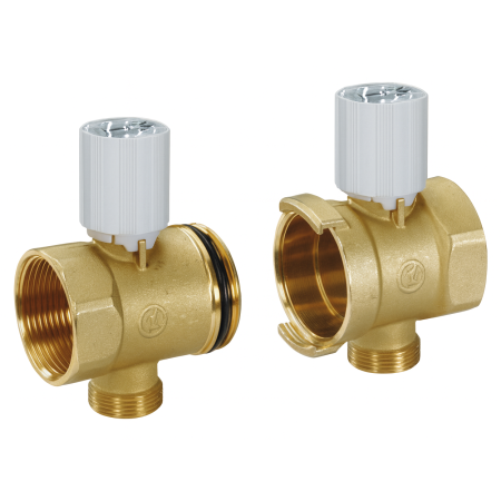Incalzire in pardoseala - Set colector modular Giacomini R53VTY006, cu robinete de inchidere manuale, racord G1” x DN32 x B.18, pentru instalatii incalzire si racire