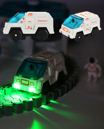Set constructii traseu auto spatial pentru copii cu 205 piese, astronauti, vehicul electric si proiectie, 46x31x11 cm [5]