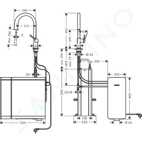 Set crom periat Hansgrohe Aquittura Select M91 SodaSystem 210 sBox cu 1 jet [1]