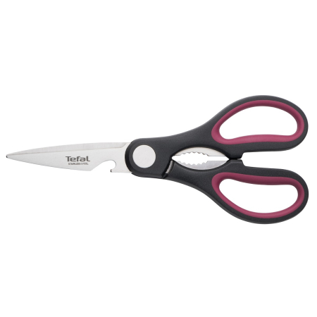 Set cutit si foarfeca Tefal Comfort K250S225, lame din inox, lama 15 cm, manere ergonomice Soft Touch, protectii pentru lame, negru & visiniu [9]
