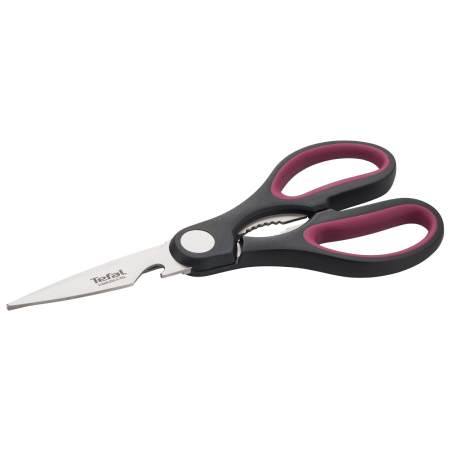 Set cutit si foarfeca Tefal Comfort K250S225, lame din inox, lama 15 cm, manere ergonomice Soft Touch, protectii pentru lame, negru & visiniu [6]