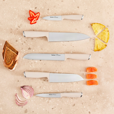 Set cutite Tefal EverSharp K2979644, 5 piese, cutitul bucatarului 20 cm, cutit pentru paine 20 cm, cutit Santoku 16.5 cm, cutit universal 12 cm, cutit [1]