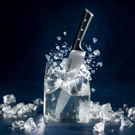 Set de 10 cutite & suport Tefal Ice Force K232SA14, inox german, tehnologie Ice Hardening -120°C, lame ultra-ascutite, suport din lemn, negru & argin [3]