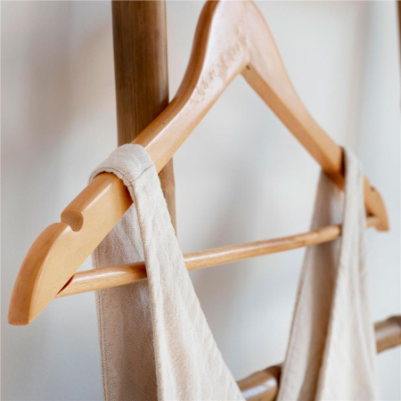 Set de 10 umerase din lemn cu carlig cromat rotativ, forma ergonomica, 43x21 cm, maro natur [5]