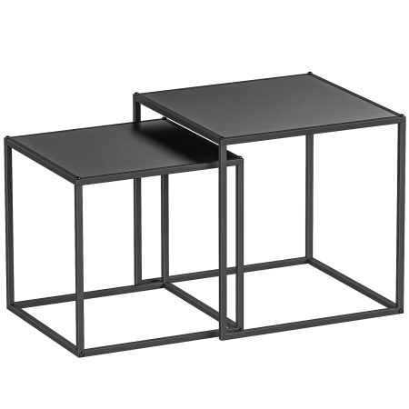 Living & hol -  Set de 2 masute de cafea patrate stivuibile, masute laterale si de living din otel, alb