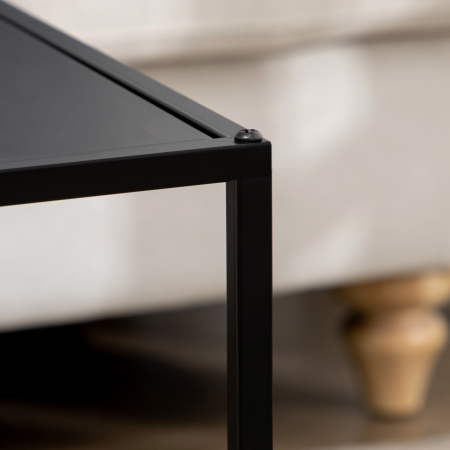  Set de 2 masute de cafea patrate stivuibile, masute laterale si de living din otel, alb [7]