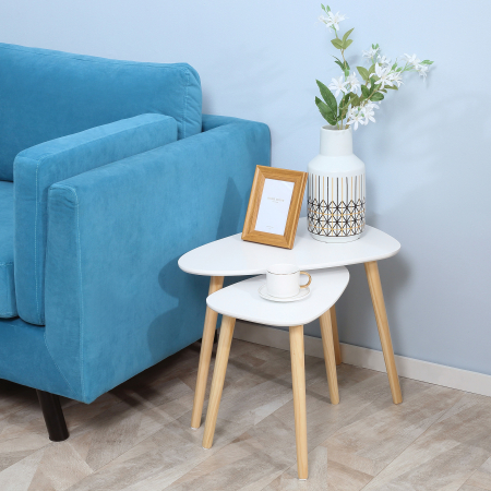  Set de 2 masute laterale moderne, mese cuib triunghiulare, noptiere, masuta de cafea [1]