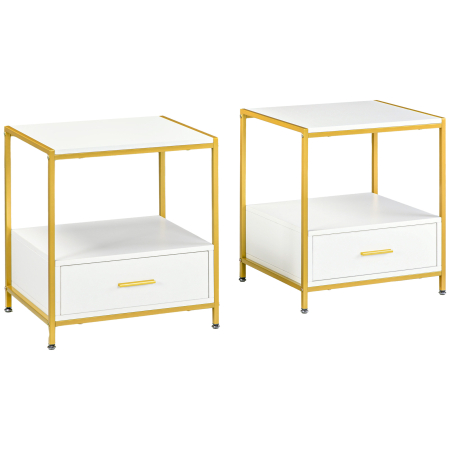 Dormitor & birou -  Set de 2 Masute Noptiere Moderne Noptiere cu Sertar Raft Organizatoare de Depozitare pentru Dormitor Camera de Zi Alb pentru sufragerie camera de zi dormitor