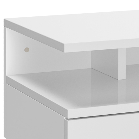  Set de 2 Noptiere Moderne Suspendate cu Sertar si Raft din Lemn 35x32x22,5cm, Alb Lucios [7]