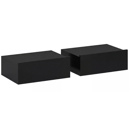 Dormitor & birou -  Set de 2 Noptiere Suspendate Moderne cu Sertar din Lemn, 40x30x15 cm, Negru