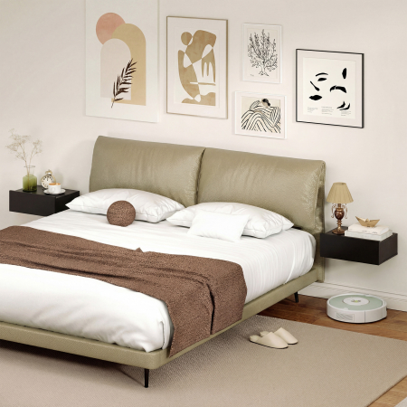  Set de 2 Noptiere Suspendate Moderne cu Sertar din Lemn, 40x30x15 cm, Negru [8]