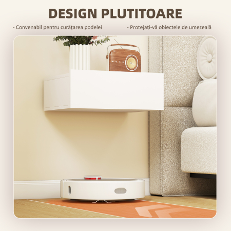  Set de 2 Noptiere Suspendate pentru Dormitor cu Sertar, 40x30x15 cm, Alb [3]