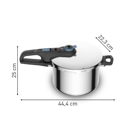 Set de 2 oale sub presiune Tefal Secure Trendy P2584301, 4 / 6 L, sistem siguranta in 5 puncte, 2 programe de gatire, compatibil cu inductia, argintiu [3]