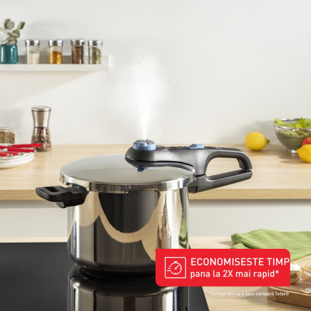 Set de 2 oale sub presiune Tefal Secure Trendy P2584301, 4 / 6 L, sistem siguranta in 5 puncte, 2 programe de gatire, compatibil cu inductia, argintiu [7]