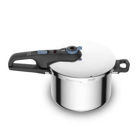 Set de 2 oale sub presiune Tefal Secure Trendy P2584301, 4 / 6 L, sistem siguranta in 5 puncte, 2 programe de gatire, compatibil cu inductia, argintiu [2]