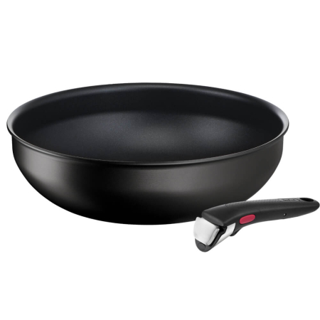 Tigai si seturi - Set de 2 piese Tefal Ingenio Eco Resist L3979302, tigaie wok 26 cm, maner detasabil, indicator Thermo Signal, invelis antiaderent Titanium Anti-Sc