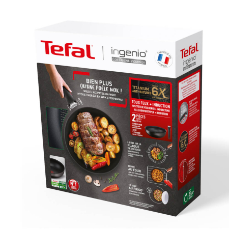 Set de 2 piese Tefal Ingenio Eco Resist L3979302, tigaie wok 26 cm, maner detasabil, indicator Thermo Signal, invelis antiaderent Titanium Anti-Sc [5]