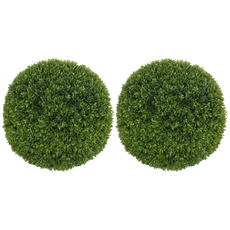 Living & hol -  Set de 2 Plante Artificiale din Buxus in PE, Ø40 cm, pentru Interior si Exterior, Verde