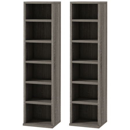 Living & hol -  Set de 2 rafturi pentru CD-uri cu polite reglabile pentru 204 CD-uri, 21x22,5x88,5 cm, gri