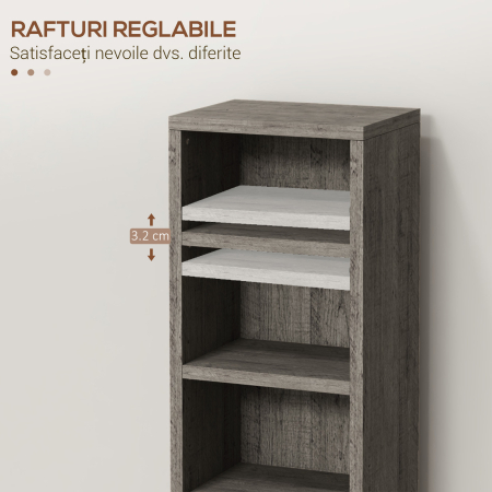  Set de 2 rafturi pentru CD-uri cu polite reglabile pentru 204 CD-uri, 21x22,5x88,5 cm, gri [5]