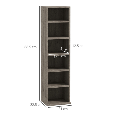  Set de 2 rafturi pentru CD-uri cu polite reglabile pentru 204 CD-uri, 21x22,5x88,5 cm, gri [2]