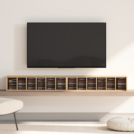  Set de 2 Rafturi pentru CD-uri cu Polite Reglabile, Suport pentru 204 CD-uri Economisitor de Spatiu, Mobilier pentru CD-uri cu 12 Compartimente, pentru Living, Dormitor, Birou, 21x22,5x88,5cm, Culoar [8]