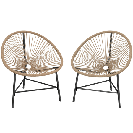 Gradina & balcon -  Set de 2 Scaune Acapulco din Ratan, Structura din Otel, pentru Balcon si Veranda