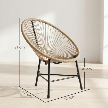  Set de 2 Scaune Acapulco din Ratan, Structura din Otel, pentru Balcon si Veranda [2]