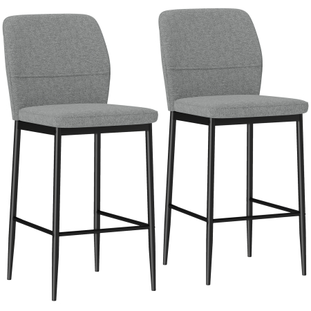 Bucatarie -  Set de 2 Scaune de Bar cu Spatar, 41x52x97 cm, Gri