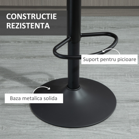  Set de 2 scaune de bar in stil industrial cu spatar din microfibra, suport pentru picioare si inaltime reglabila gri [5]