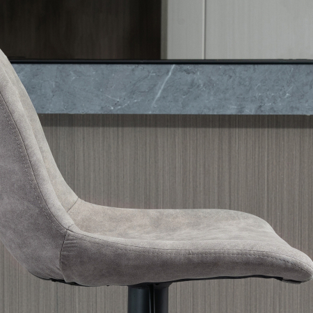  Set de 2 scaune de bar in stil industrial cu spatar din microfibra, suport pentru picioare si inaltime reglabila gri [7]