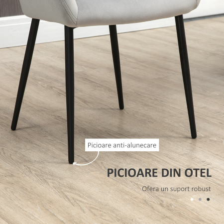  Set de 2 scaune de sufragerie, decorative din material textil din catifea, gri deschis [5]