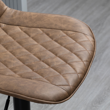  Set de 2 Scaune inalte de Bar cu inaltime Reglabila, Rotative cu Baza din Otel, 46,5x51x86-106 cm, Maro inchis [8]