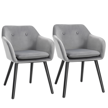 Scaune bucatarie & living -  Set de 2 scaune pentru sufragerie, 54x56x74cm, gri