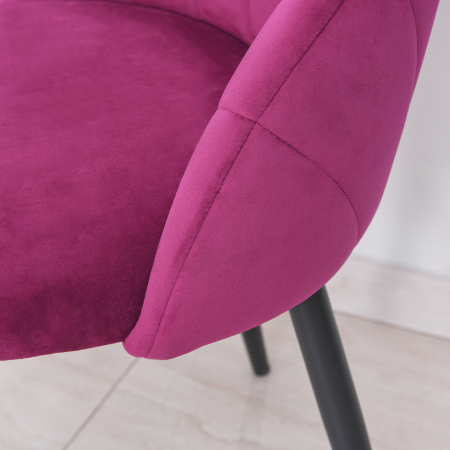 Set de 2 Scaune tapitate de sufragerie fara cotiere, spatar curbat fucsia [7]