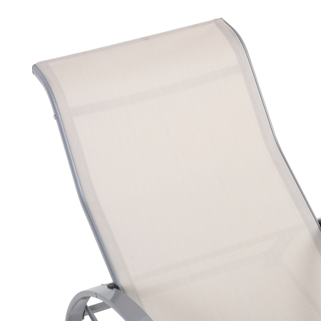  Set de 2 sezlonguri si Masuta cu Blat din Sticla, 59x169x66 cm, Crem [7]